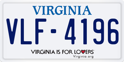 VA license plate VLF4196