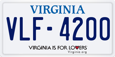 VA license plate VLF4200