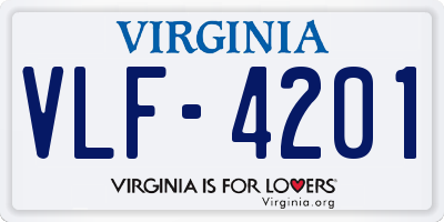 VA license plate VLF4201