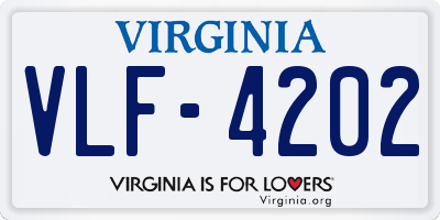 VA license plate VLF4202