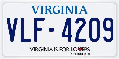 VA license plate VLF4209