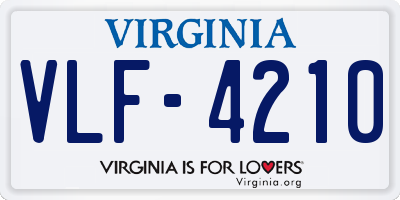 VA license plate VLF4210