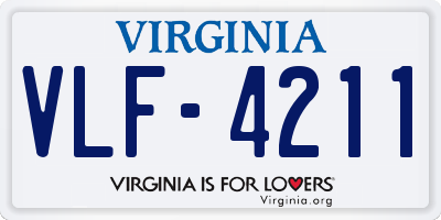 VA license plate VLF4211