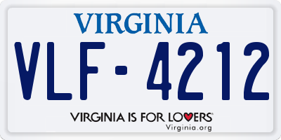VA license plate VLF4212