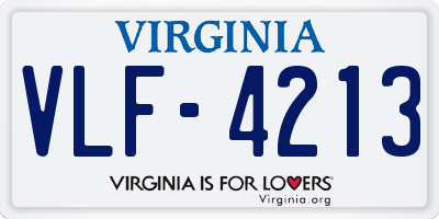 VA license plate VLF4213