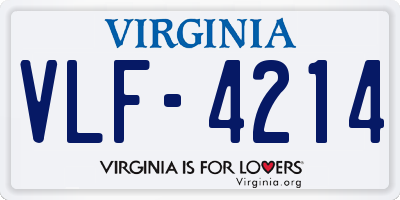 VA license plate VLF4214