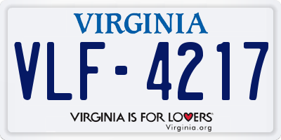 VA license plate VLF4217