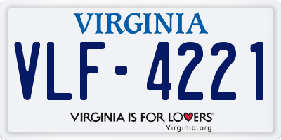 VA license plate VLF4221