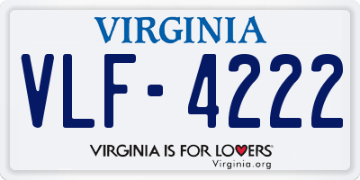 VA license plate VLF4222