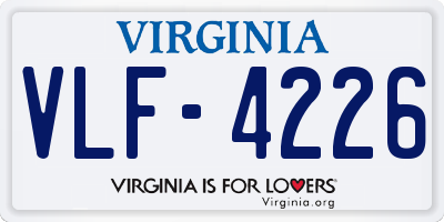 VA license plate VLF4226