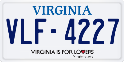 VA license plate VLF4227