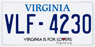 VA license plate VLF4230
