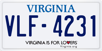 VA license plate VLF4231