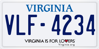 VA license plate VLF4234