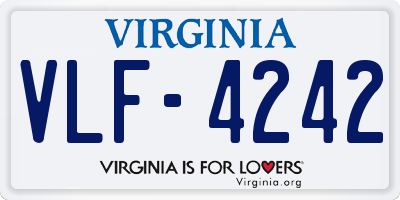 VA license plate VLF4242