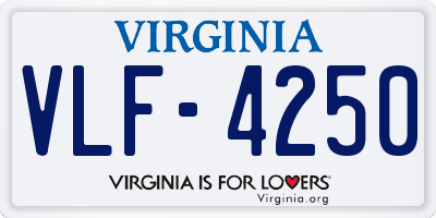 VA license plate VLF4250