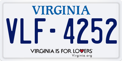 VA license plate VLF4252