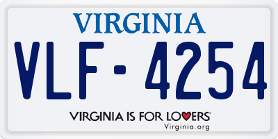 VA license plate VLF4254