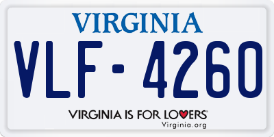 VA license plate VLF4260