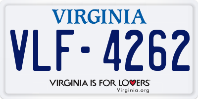 VA license plate VLF4262
