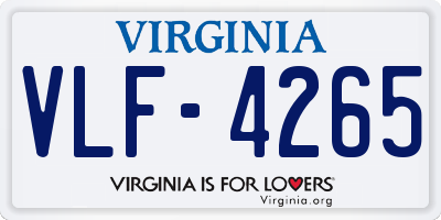 VA license plate VLF4265