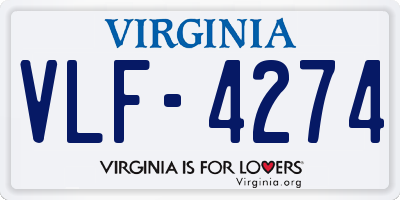 VA license plate VLF4274