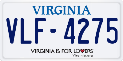 VA license plate VLF4275