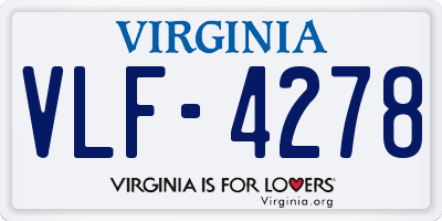 VA license plate VLF4278