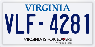 VA license plate VLF4281