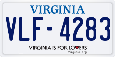 VA license plate VLF4283