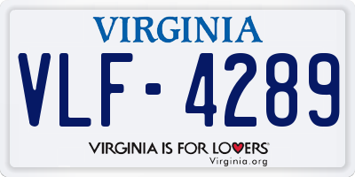 VA license plate VLF4289