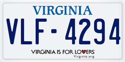 VA license plate VLF4294