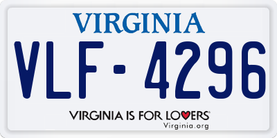 VA license plate VLF4296