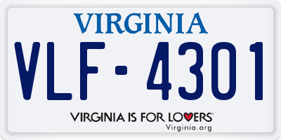 VA license plate VLF4301