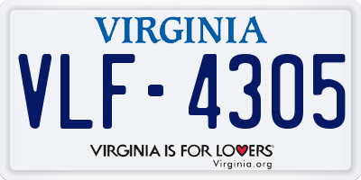 VA license plate VLF4305