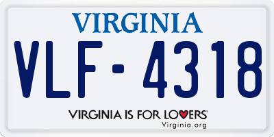 VA license plate VLF4318