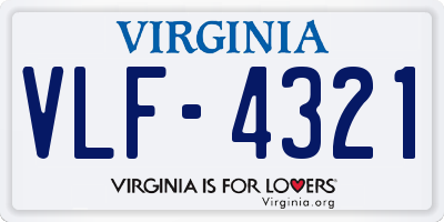 VA license plate VLF4321