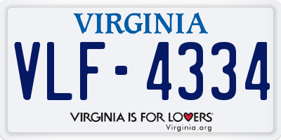 VA license plate VLF4334