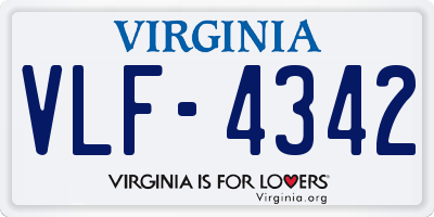 VA license plate VLF4342