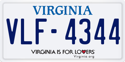 VA license plate VLF4344