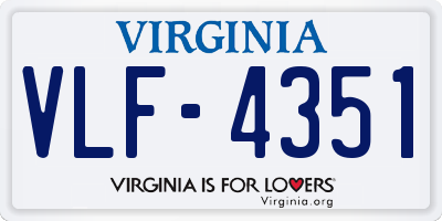 VA license plate VLF4351