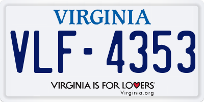 VA license plate VLF4353