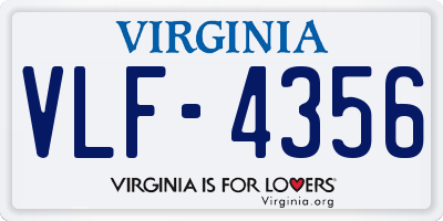 VA license plate VLF4356