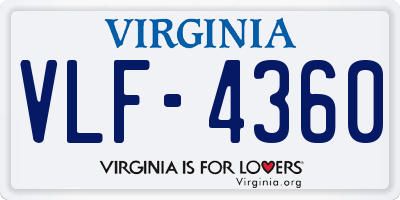 VA license plate VLF4360