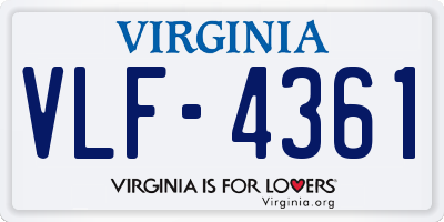 VA license plate VLF4361
