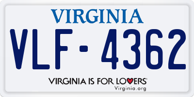 VA license plate VLF4362