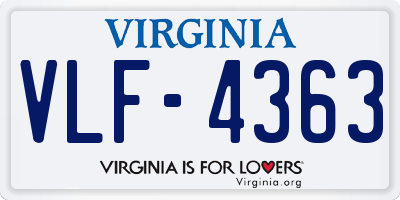 VA license plate VLF4363