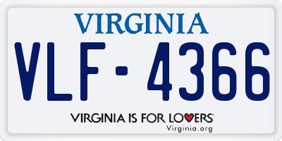 VA license plate VLF4366