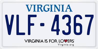 VA license plate VLF4367