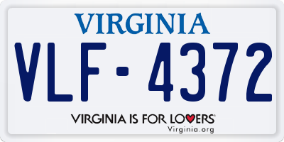 VA license plate VLF4372